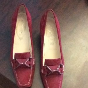 Suede Burgundy Pumps by Tod’s